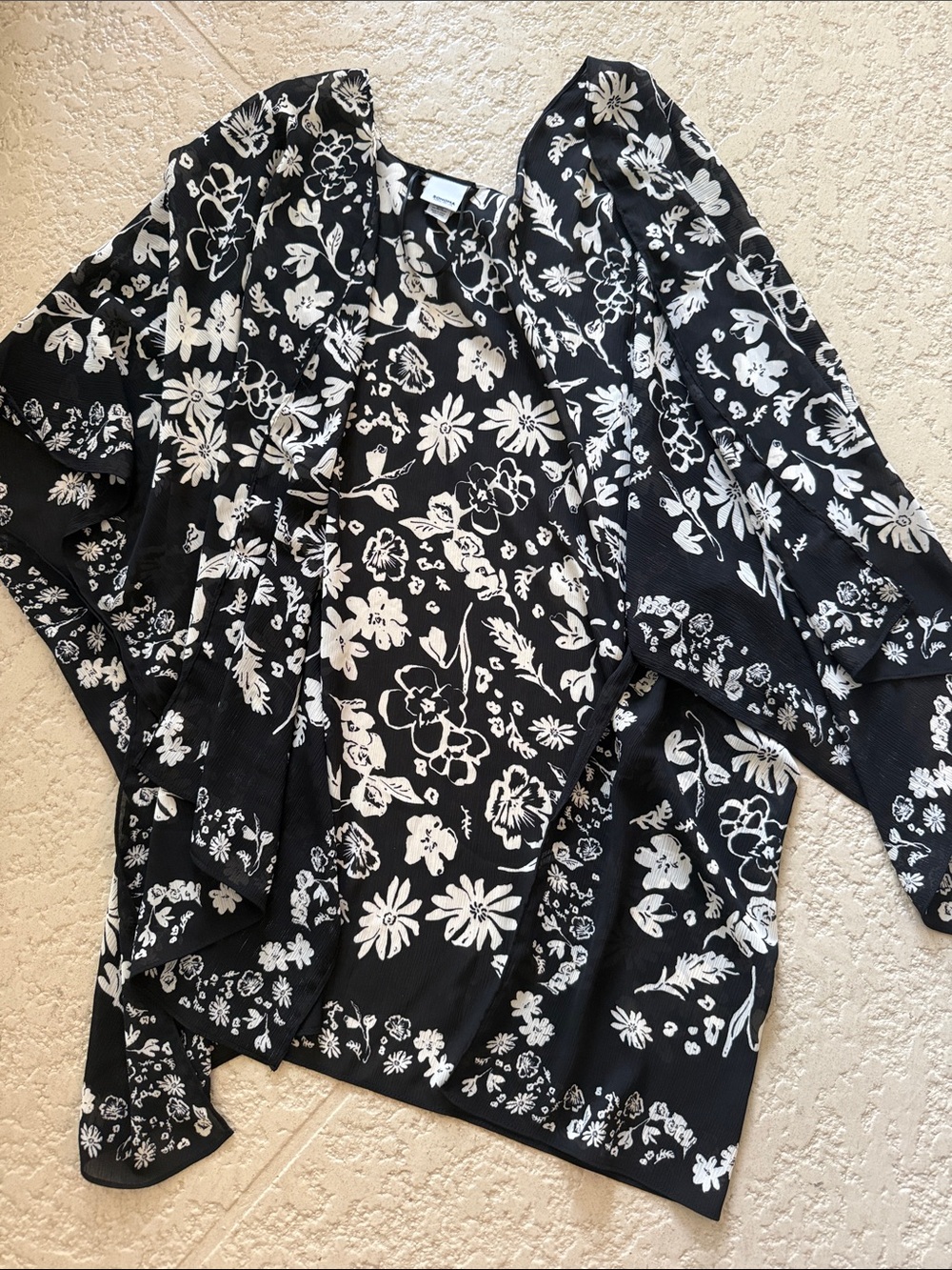 Sonoma Black & White Floral Kimono Coverup
